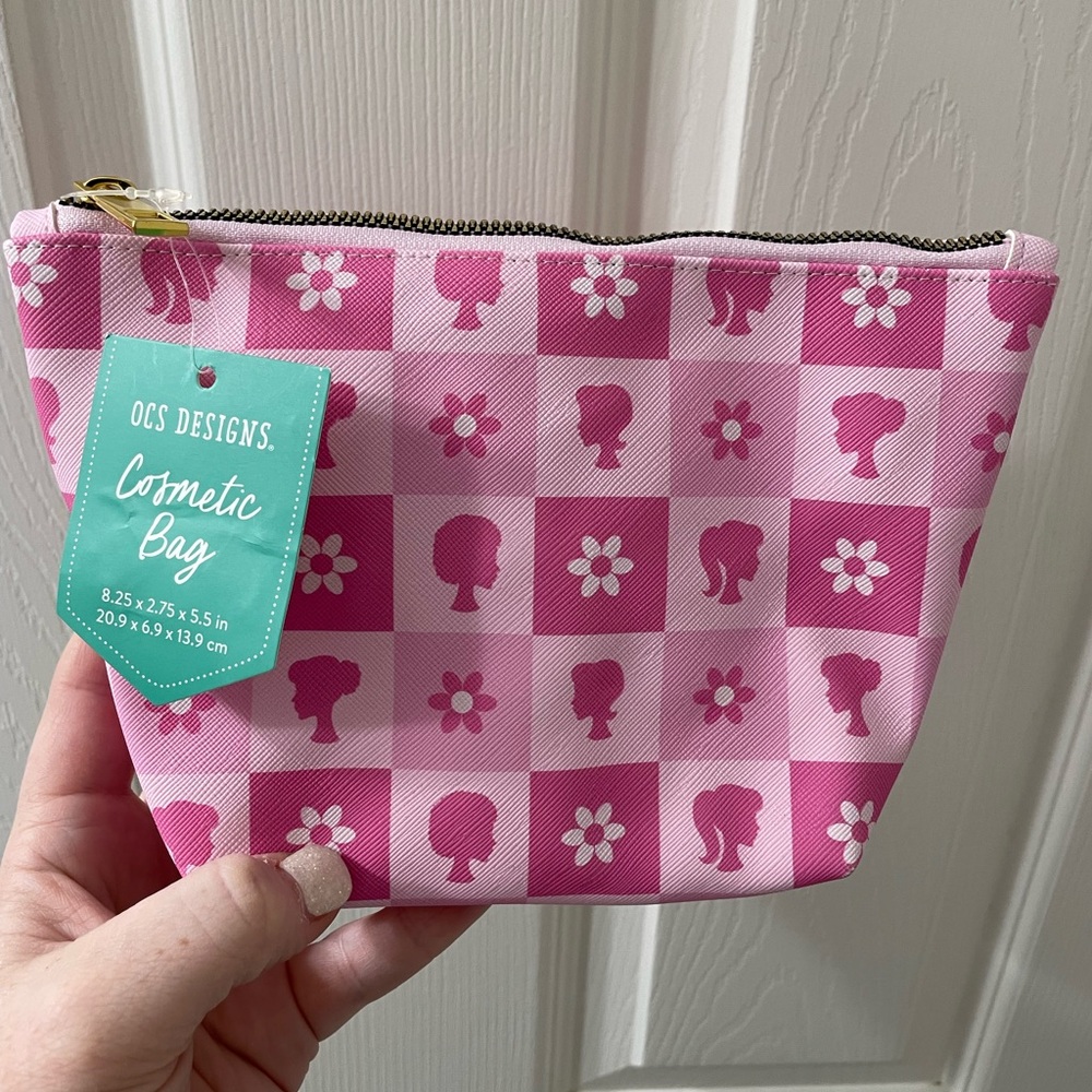 OCS Designs NWT Barbie Pink Iconic Silhouette Logo Art Cosmetic Zipper Bag